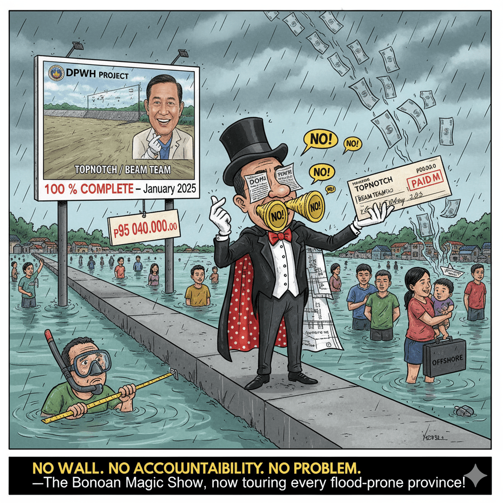 DPWH’s P95M Phantom Flood Wall: Bonoan’s “No, No, No, No!” and the Great Vanishing&nbsp;Act