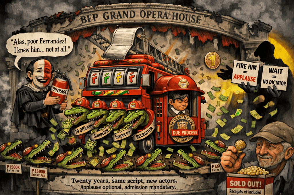 Fire Trucks, Kickbacks, and Crocodile Tears: The BFP’s ₱15-Billion Annual Comedy&nbsp;Special