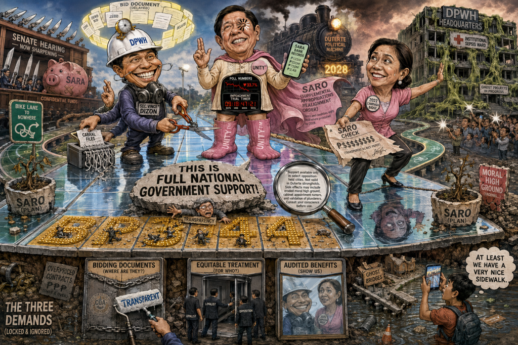 Marcos Paves Over Plunder With Robredo’s Sidewalk—And You’re Supposed to Clap