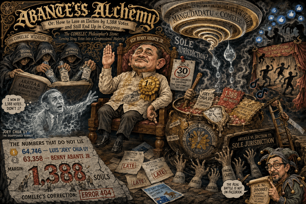 Abante’s Alchemy: How to Lose an Election by 1,388 Votes and Still End Up in&nbsp;Congress