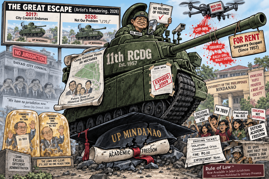 Not It: Davao City Council Ghosts the UP Mindanao vs. Army Land War”